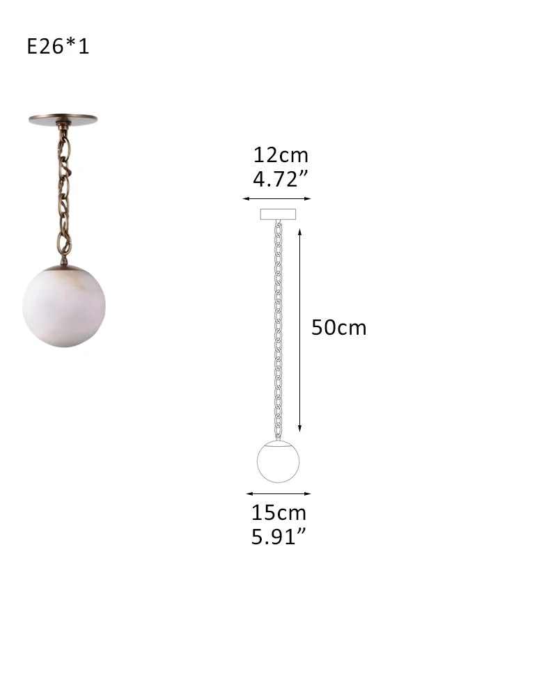 Alabaster Globe Swag Pendants Indoor Lighting with Brass/Black Chain in adjustable - Image 25