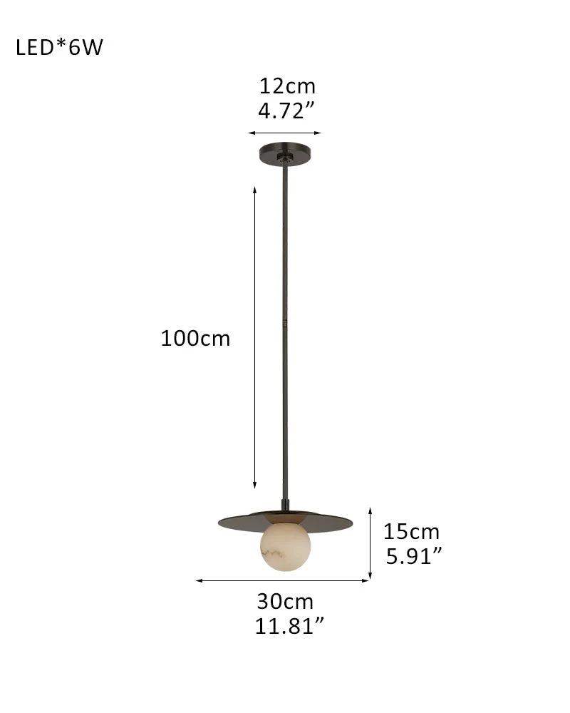 Alabaster Globes LED Disc Pendant Light in Lacquered Brass/Black Stainless Frame - Image 21