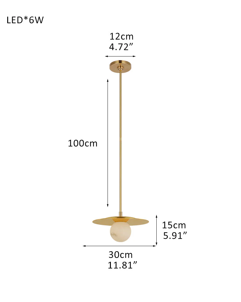 Alabaster Globes LED Disc Pendant Light in Lacquered Brass/Black Stainless Frame - Image 22