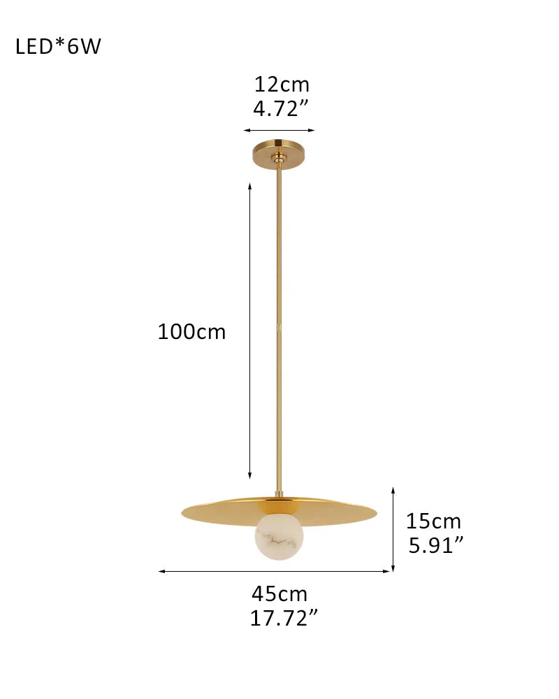 Alabaster Globes LED Disc Pendant Light in Lacquered Brass/Black Stainless Frame - Image 24