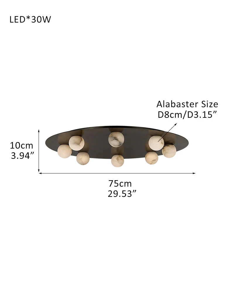 Alabaster Globes LED Disc Pendant Light in Lacquered Brass/Black Stainless Frame - Image 29