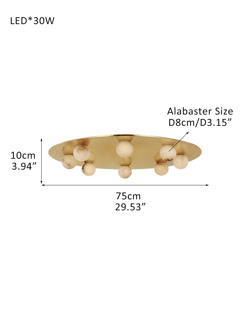 Alabaster Globes LED Disc Pendant Light in Lacquered Brass/Black Stainless Frame - Image 30