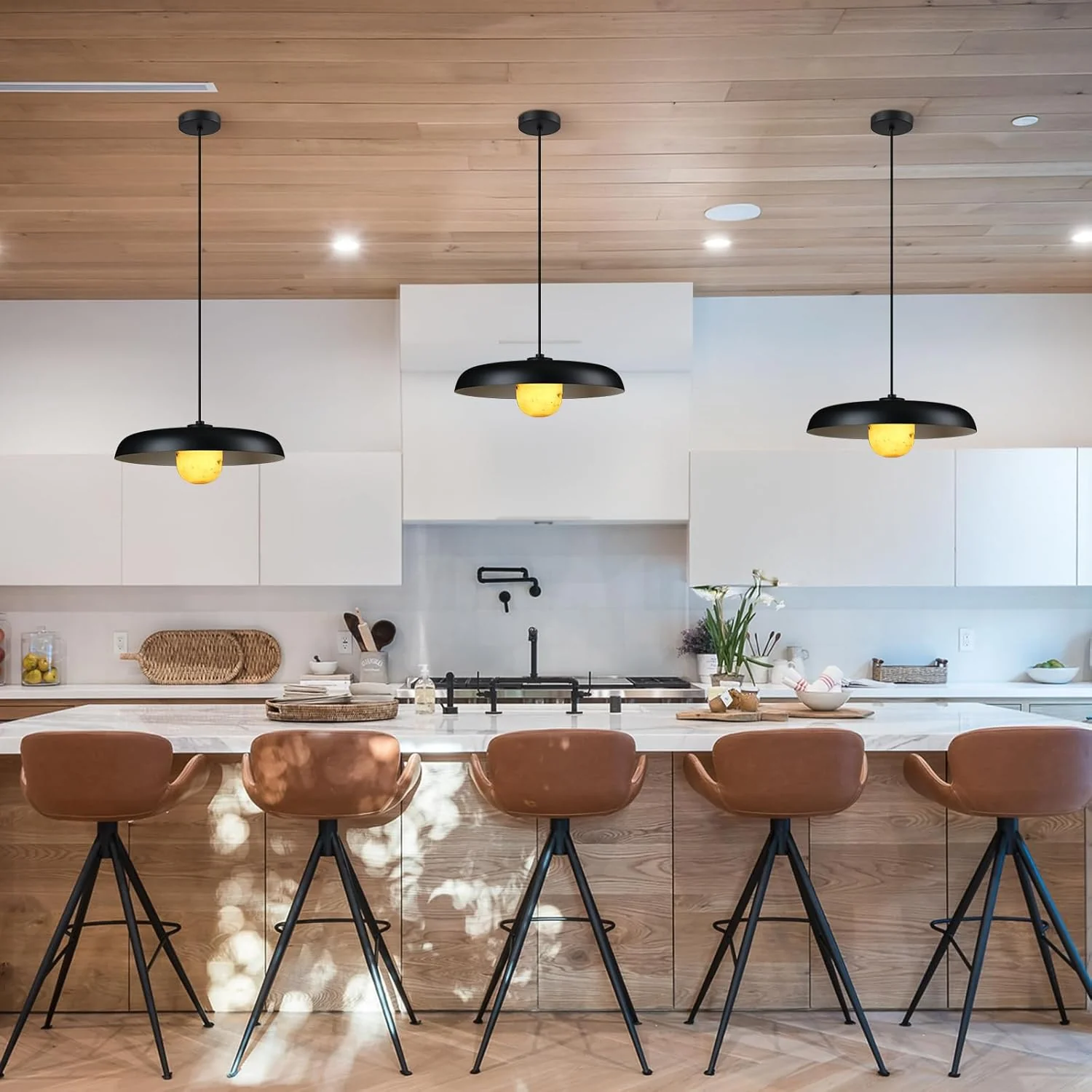 Alabaster Industrial Pendant Lights Kitchen Island - Image 11