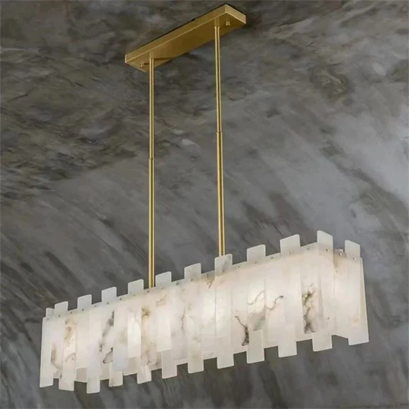 Alabaster Linear Dentate Chandelier 39" - Image 3