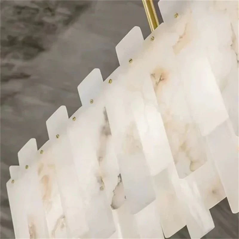 Alabaster Linear Dentate Chandelier 39" - Image 4