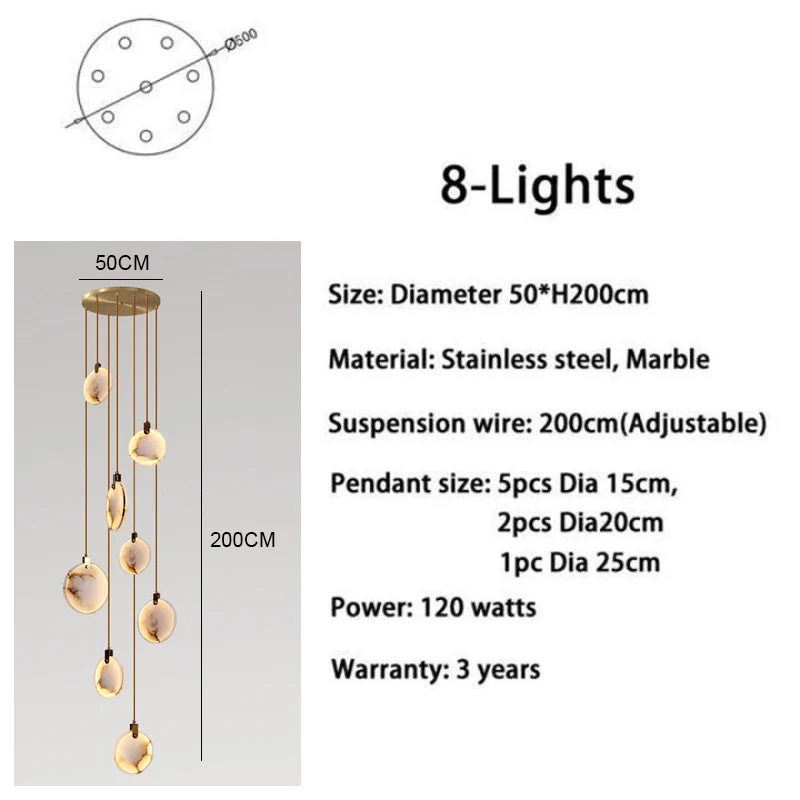Alabaster Long Staircase Chandelier 5 styles - Image 13