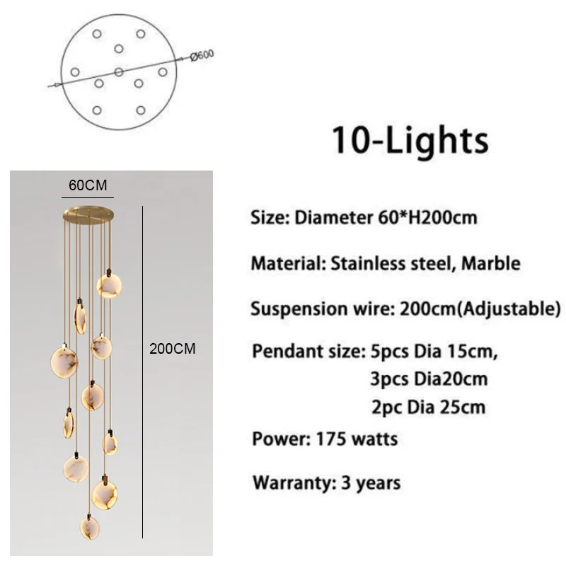 Alabaster Long Staircase Chandelier 5 styles - Image 14