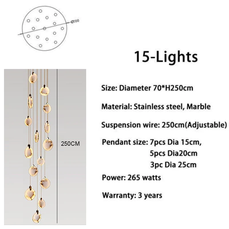 Alabaster Long Staircase Chandelier 5 styles - Image 15