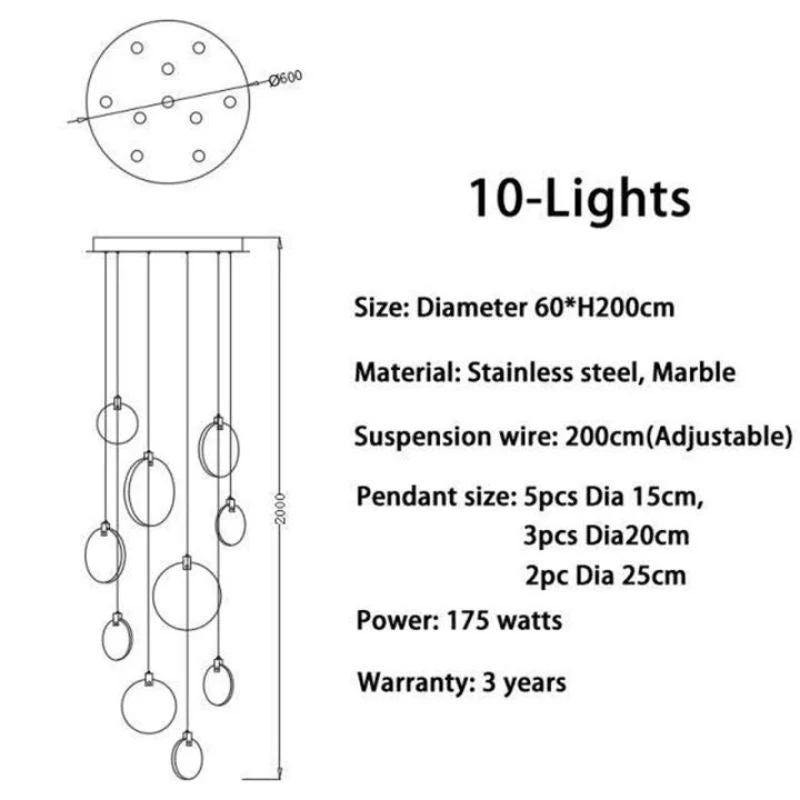 Alabaster Long Staircase Chandelier 5 styles - Image 24