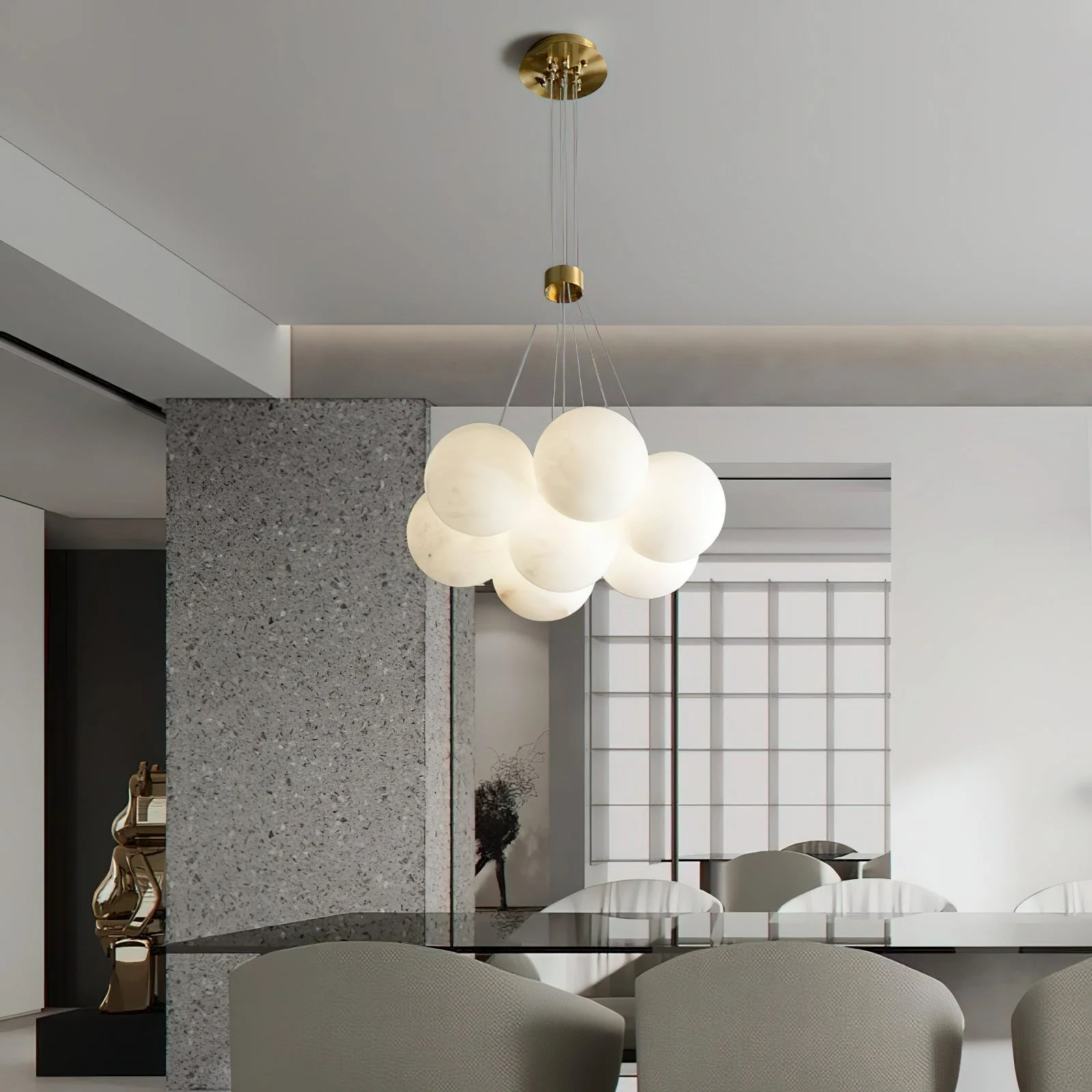 Alabaster Lunar Cluster Chandelier - Image 14