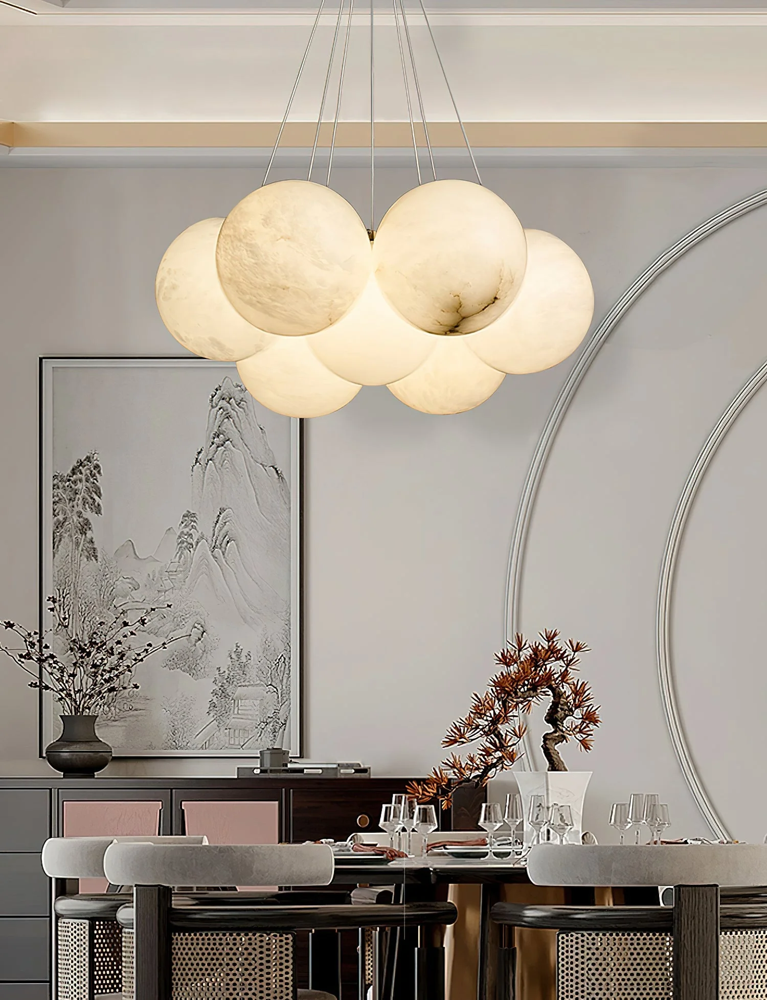 Alabaster Lunar Cluster Chandelier - Image 18