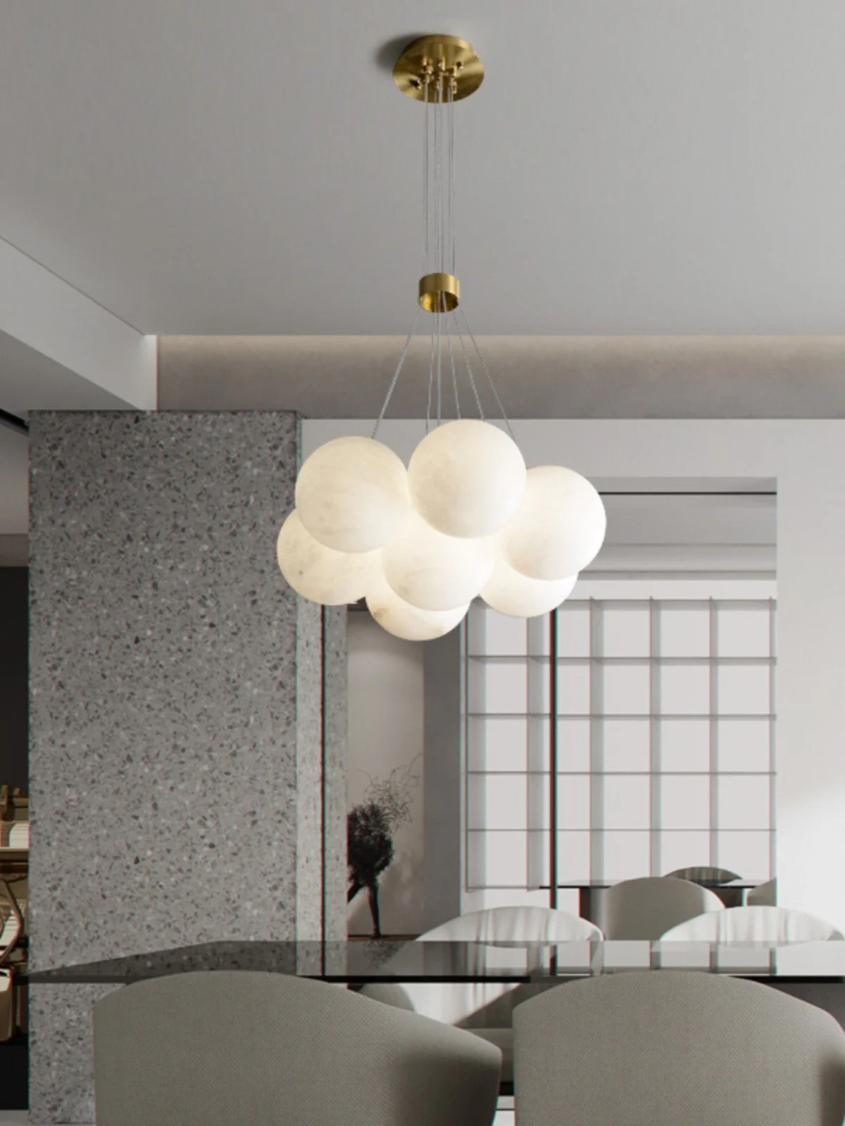 Alabaster Lunar Cluster Chandelier - Image 20