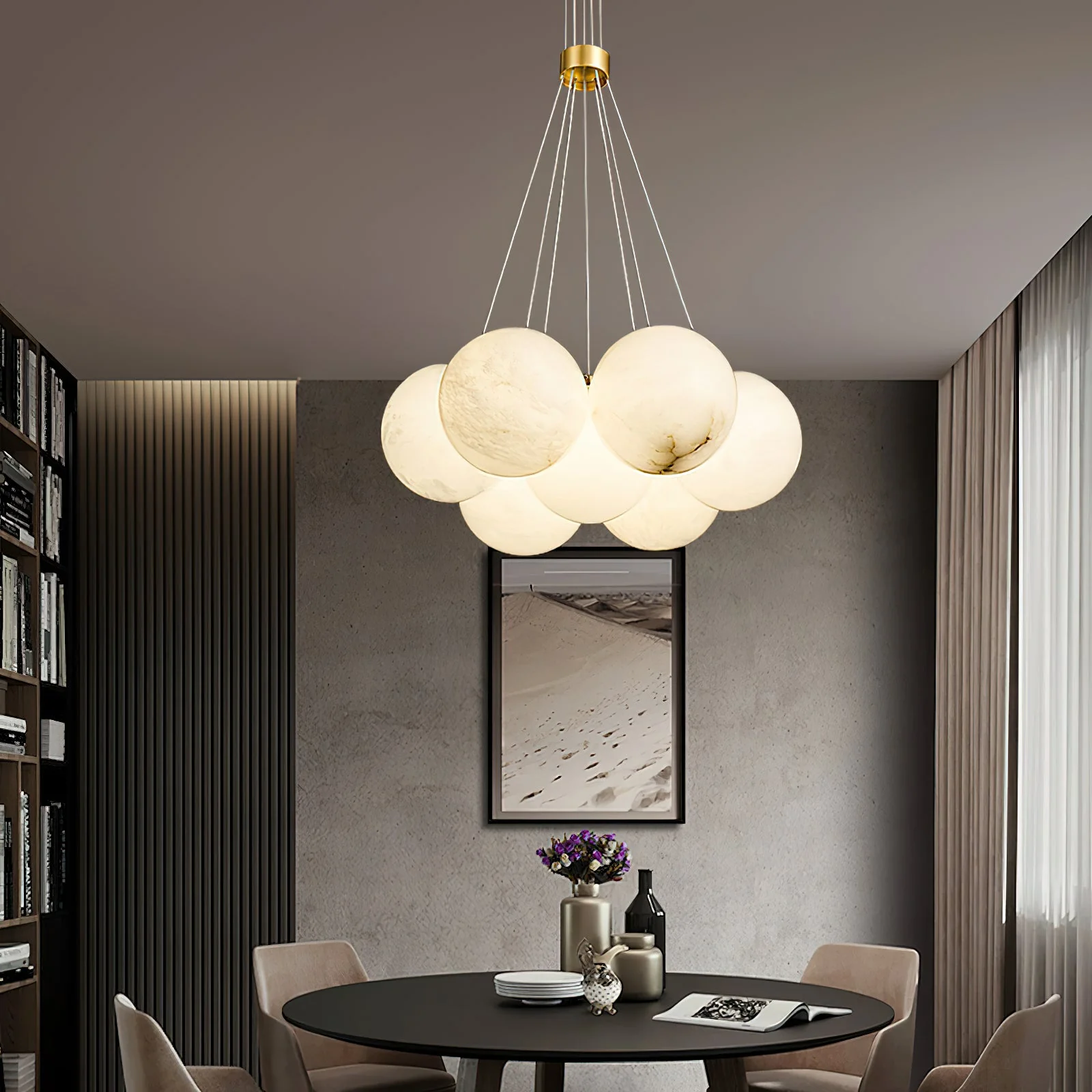 Alabaster Lunar Cluster Chandelier - Image 21