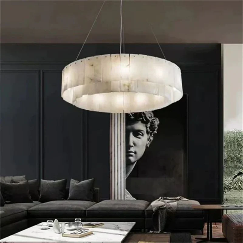 Alabaster Modern Round Chandelier 7 sizes - Image 3