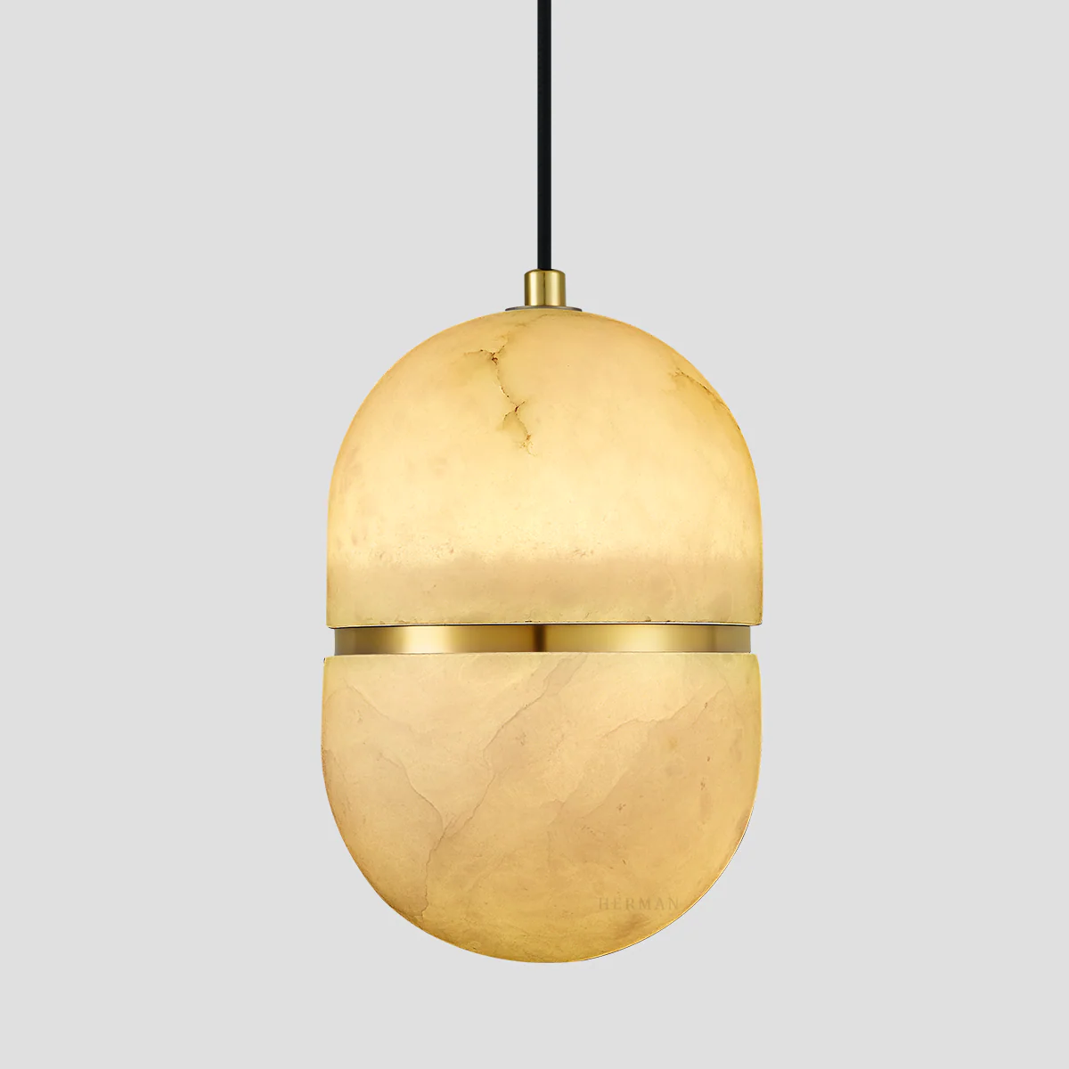 Alabaster Oval Pendant 5.9" D 7.1" D - Image 15