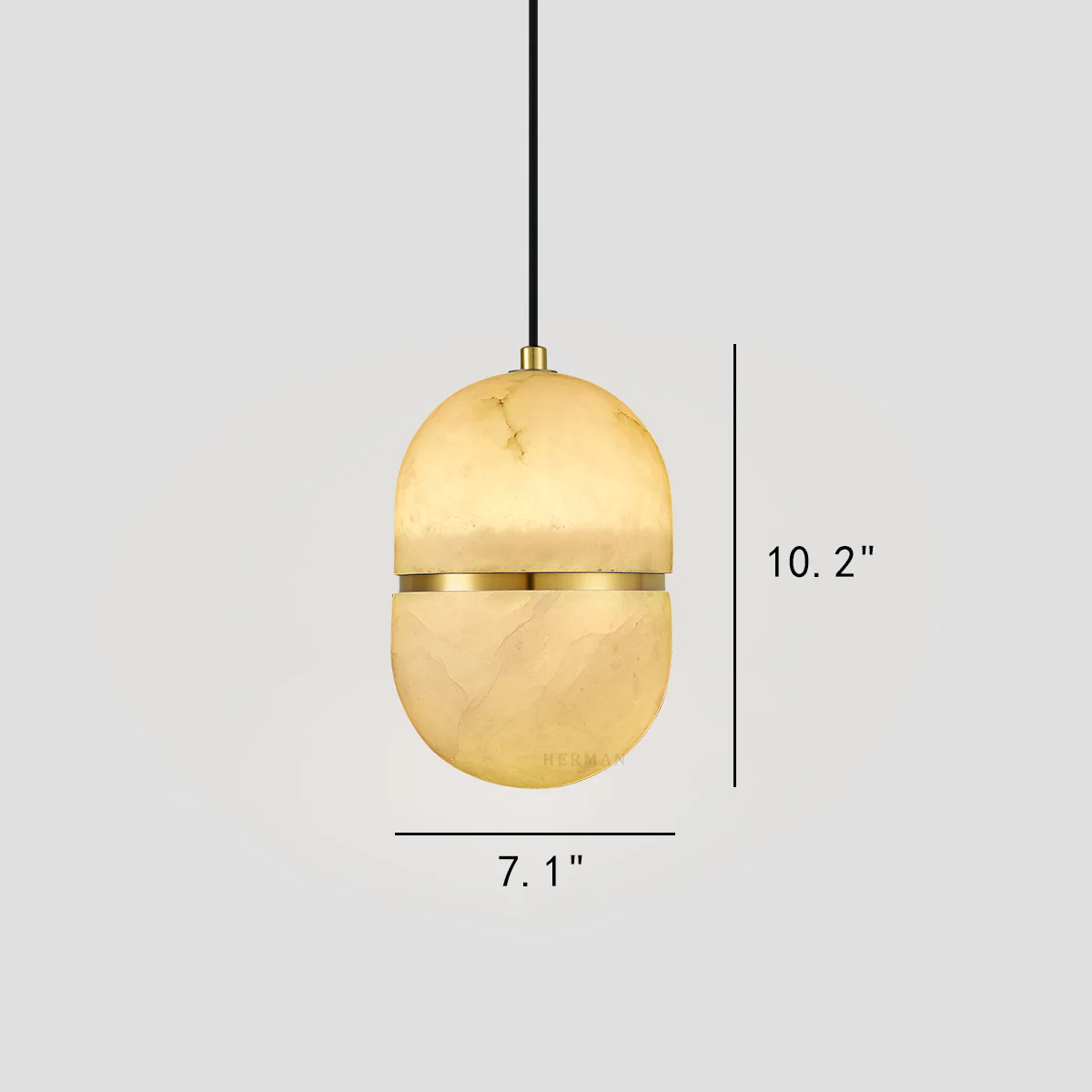 Alabaster Oval Pendant 5.9" D 7.1" D - Image 16