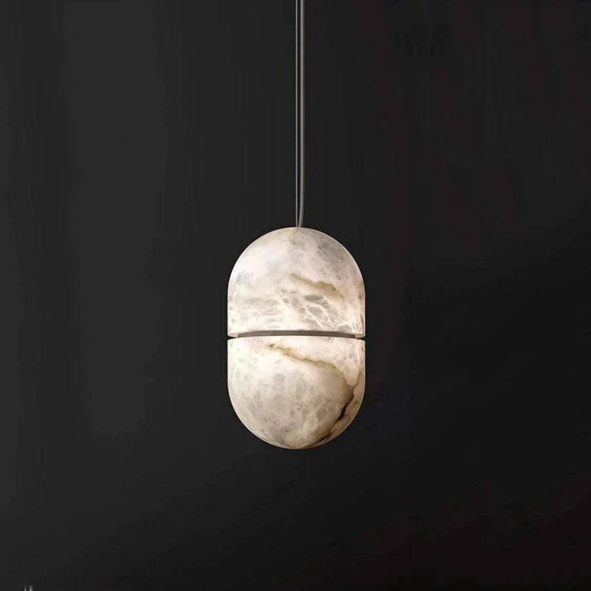 Alabaster Oval Pendant 5.9" D 7.1" D - Image 6