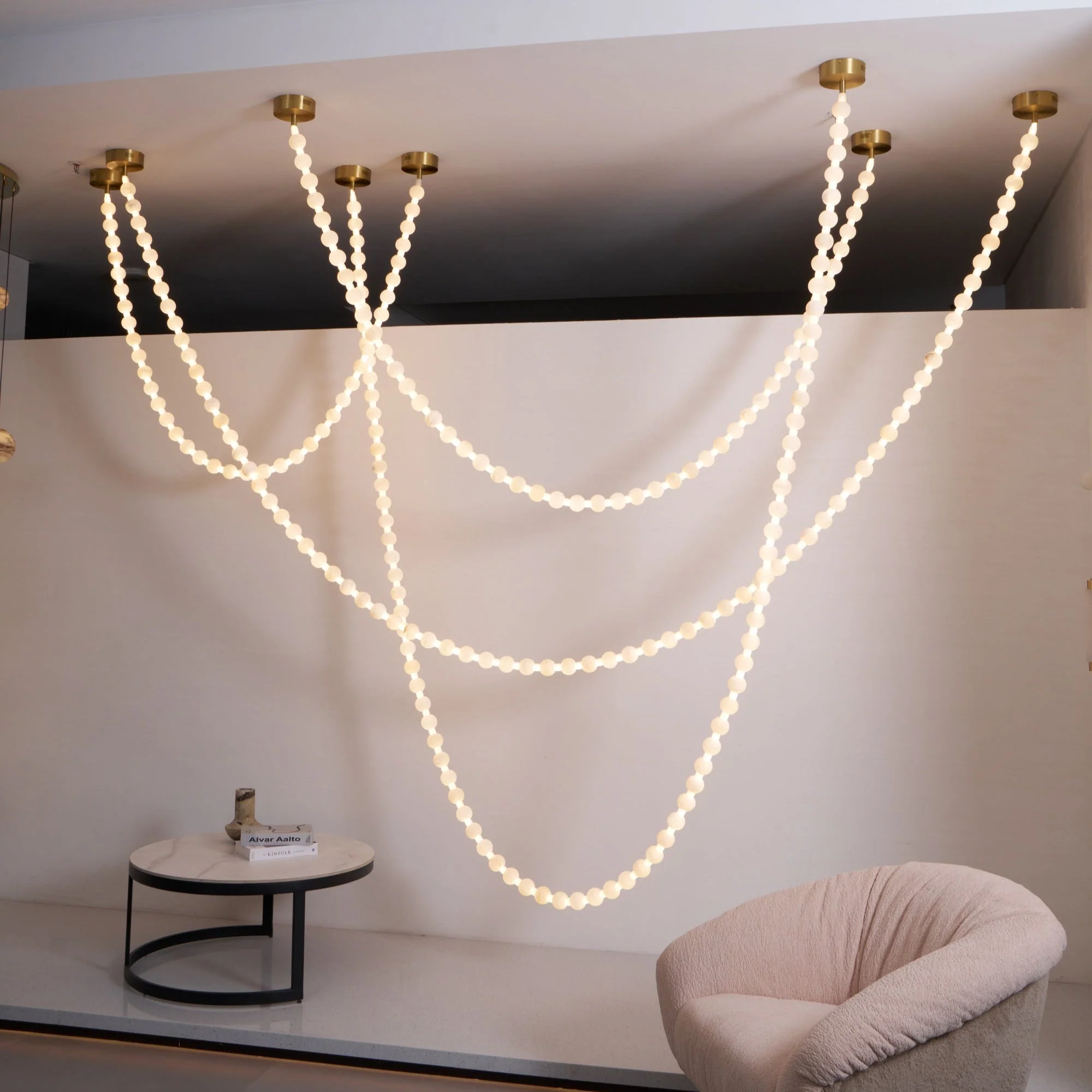 Alabaster Pearl Necklace Chandelier - Image 14