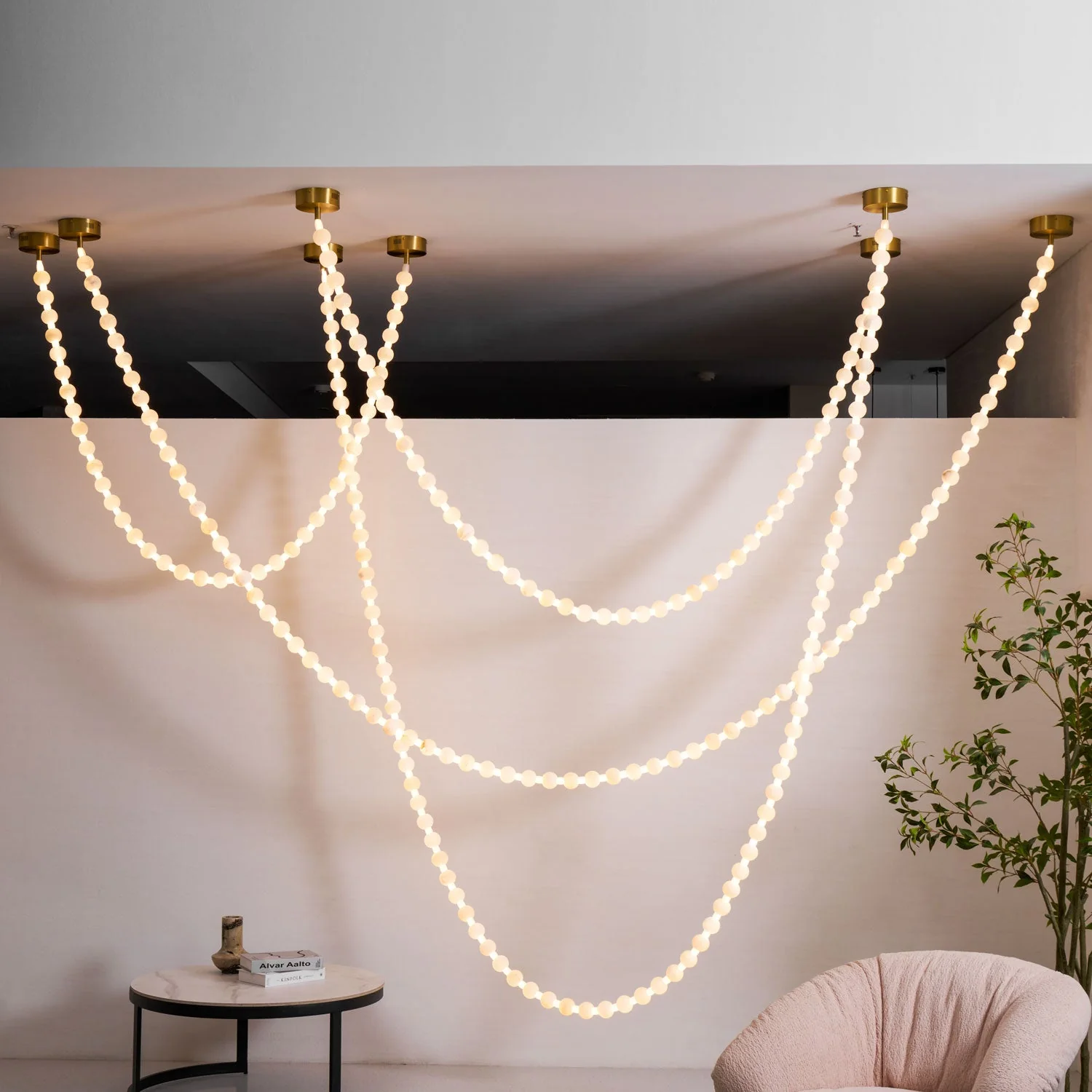 Alabaster Pearl Necklace Chandelier - Image 24