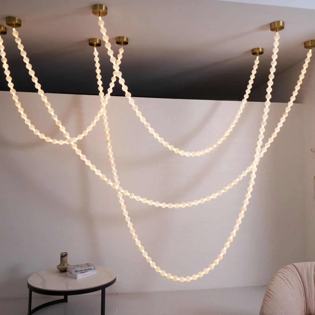 Alabaster Pearl Necklace Chandelier - Image 34
