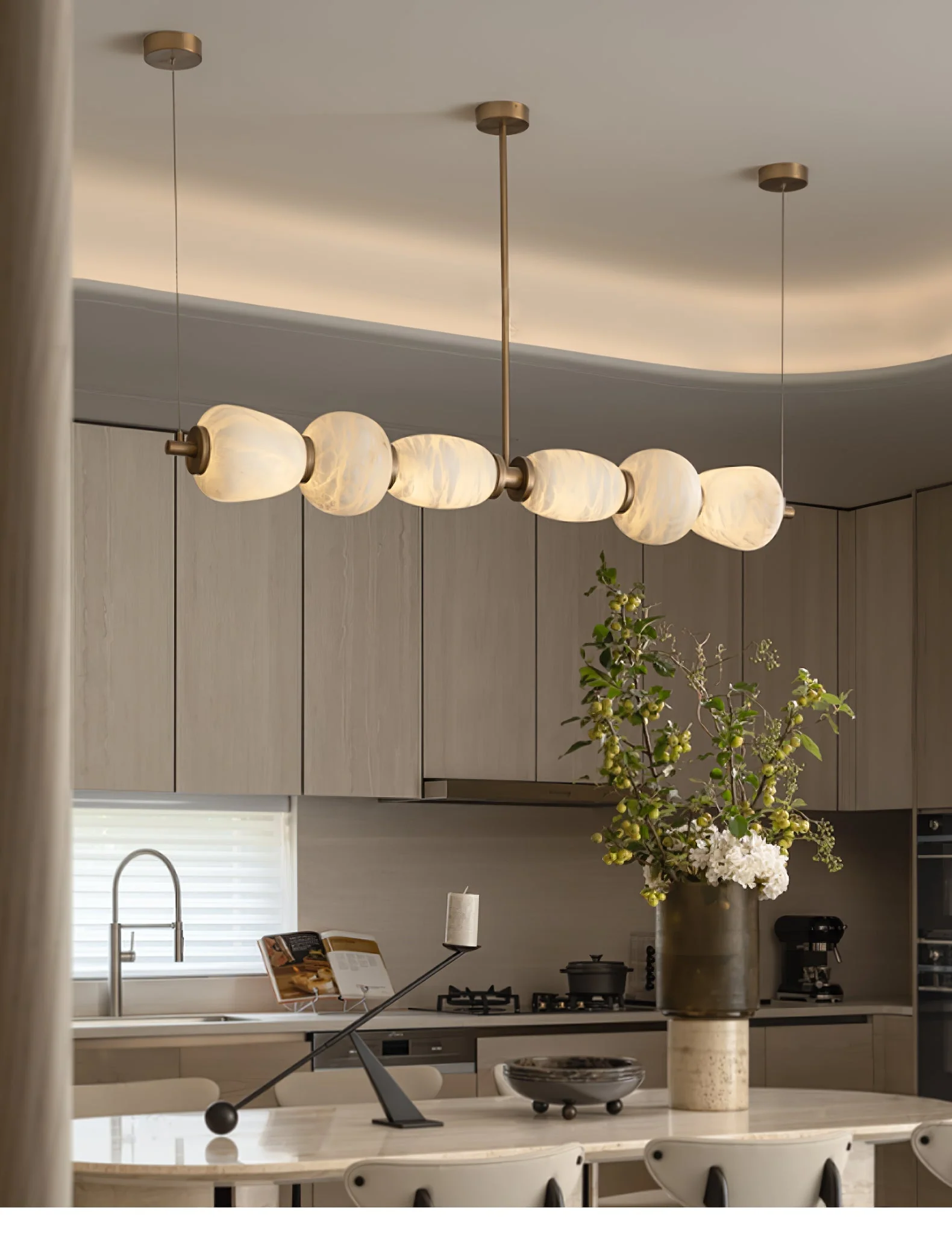 Alabaster Pebble Linear Chandelier - Image 13