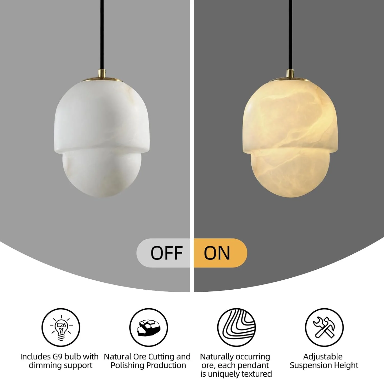 Alabaster Pendant Lights Kitchen Island - Image 4