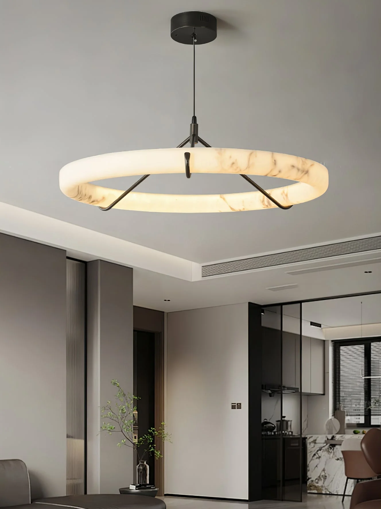 Alabaster Ring Pendant Lamp - Image 6
