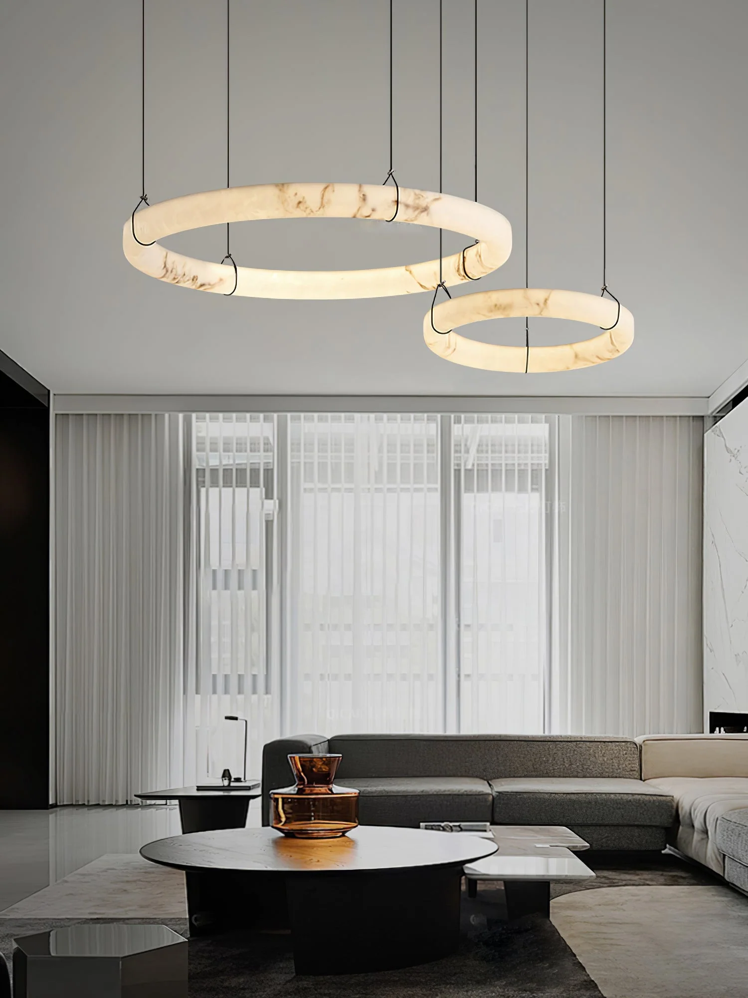 Alabaster Ring Pendant Lamp - Image 8
