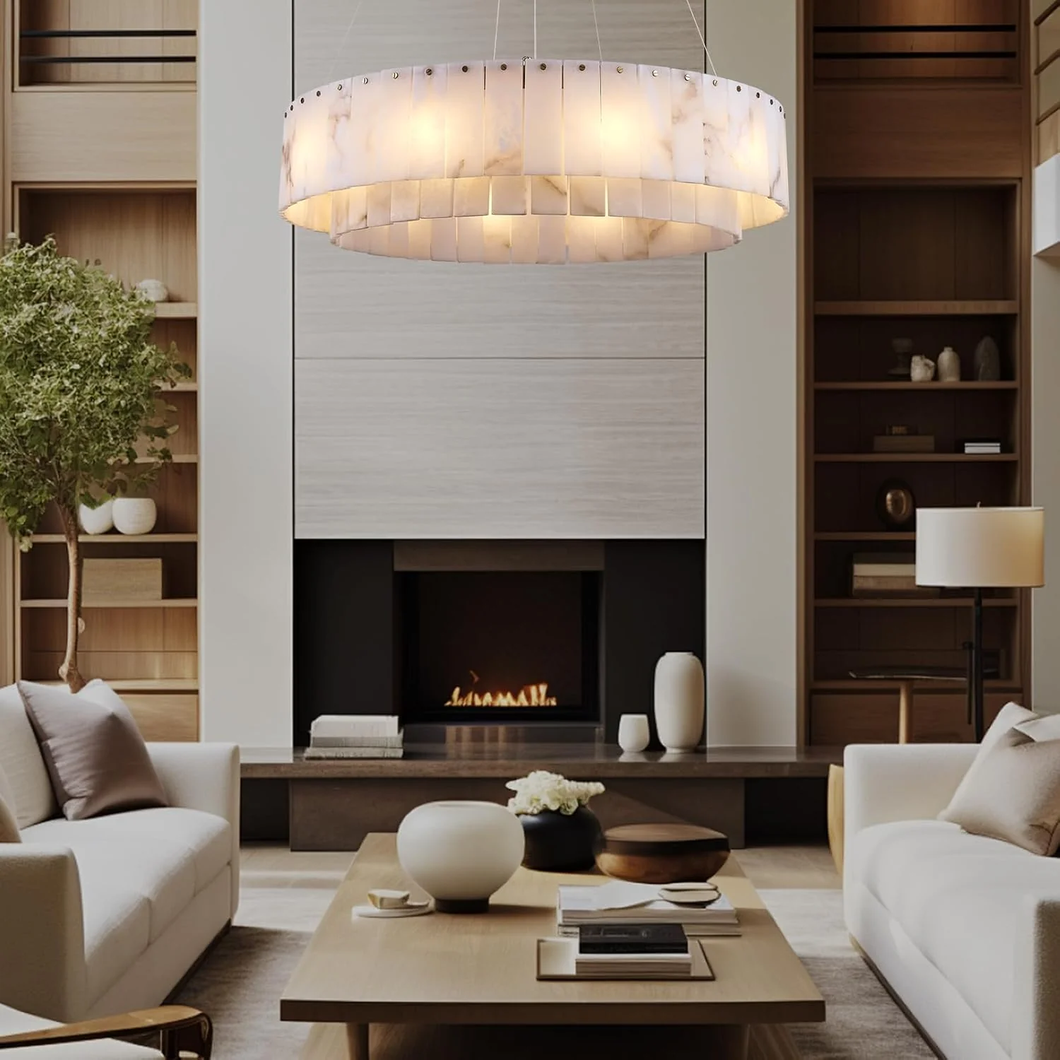 Celine Alabaster Round Chandelier 31" Fast Shipping - Image 2
