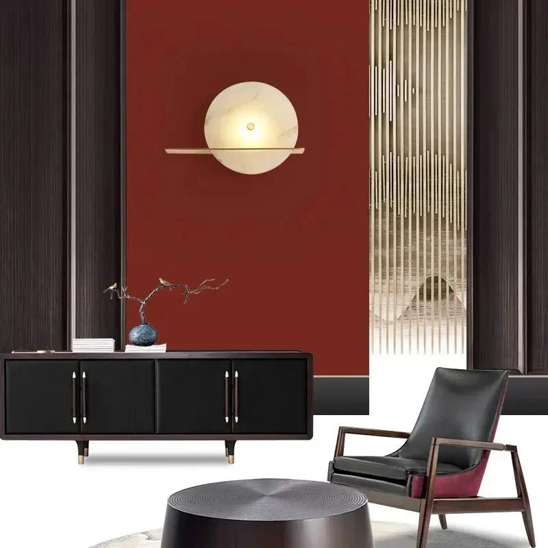 Alabaster Round Wall Sconce Lighting - Image 4