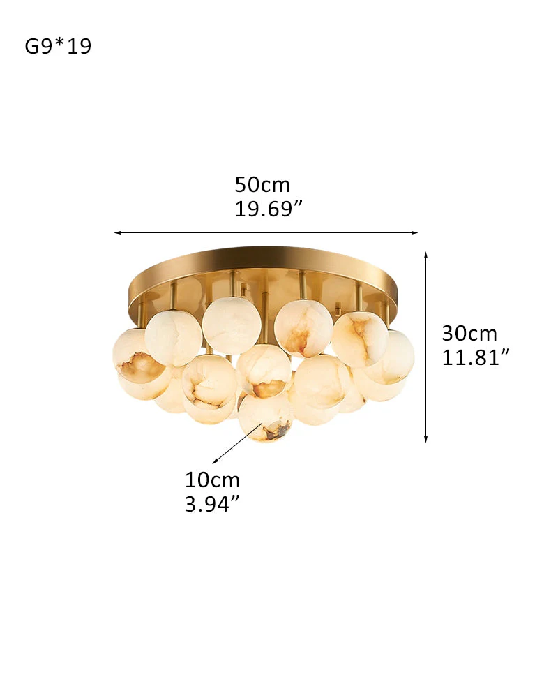 Alabaster Semi Flush Mount with Etched Opal Marble Shades - Image 11