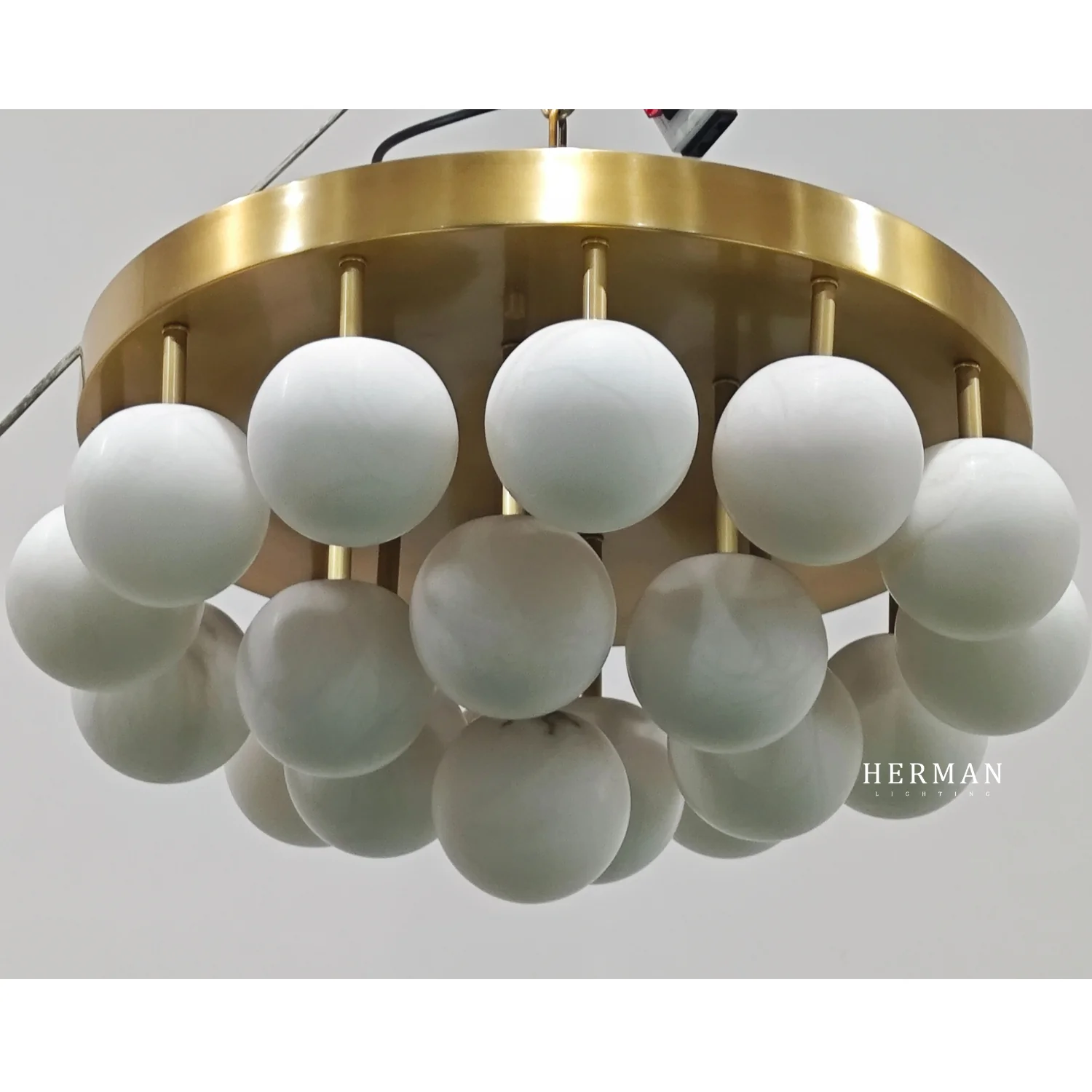 Alabaster Semi Flush Mount with Etched Opal Marble Shades - Image 12