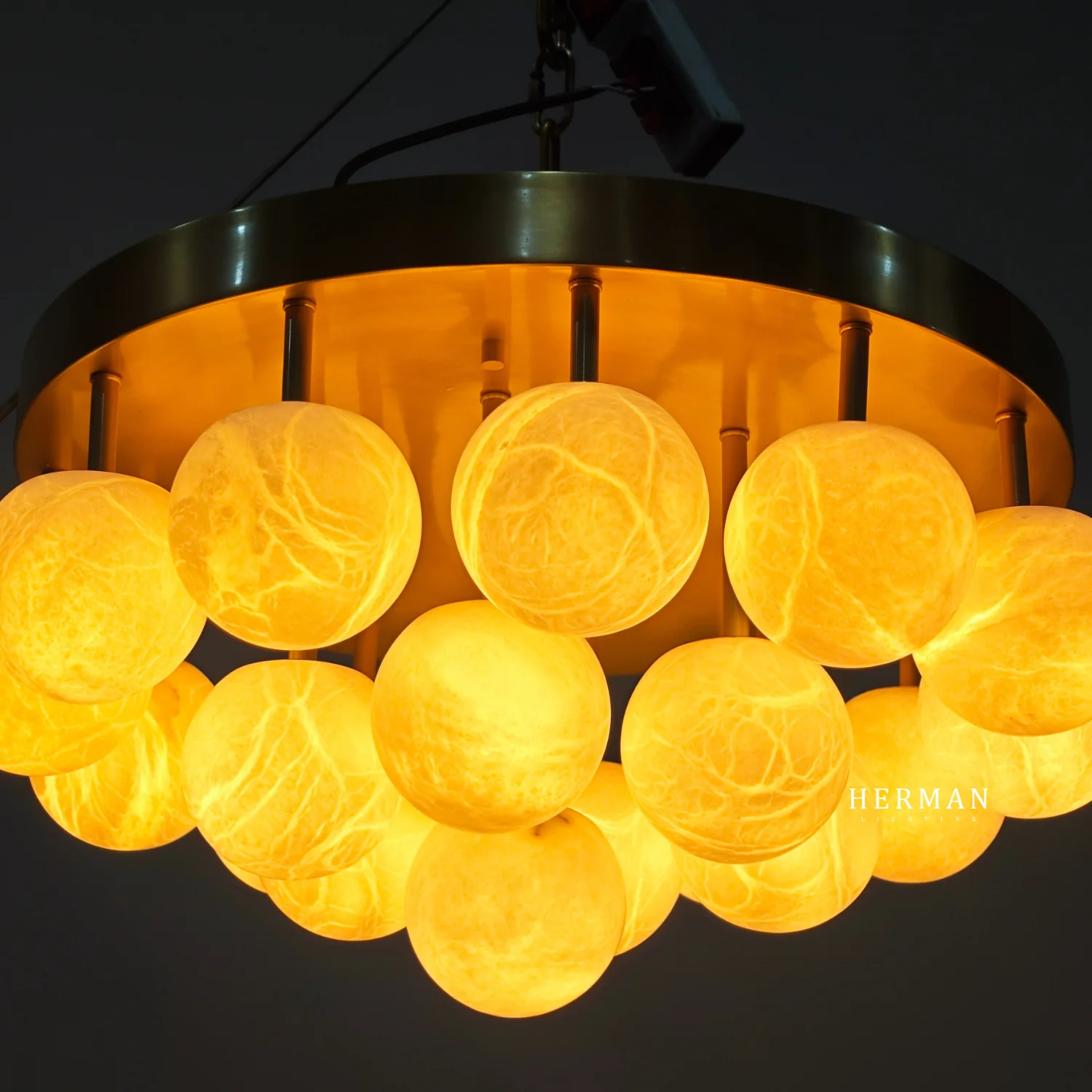 Alabaster Semi Flush Mount with Etched Opal Marble Shades - Image 16