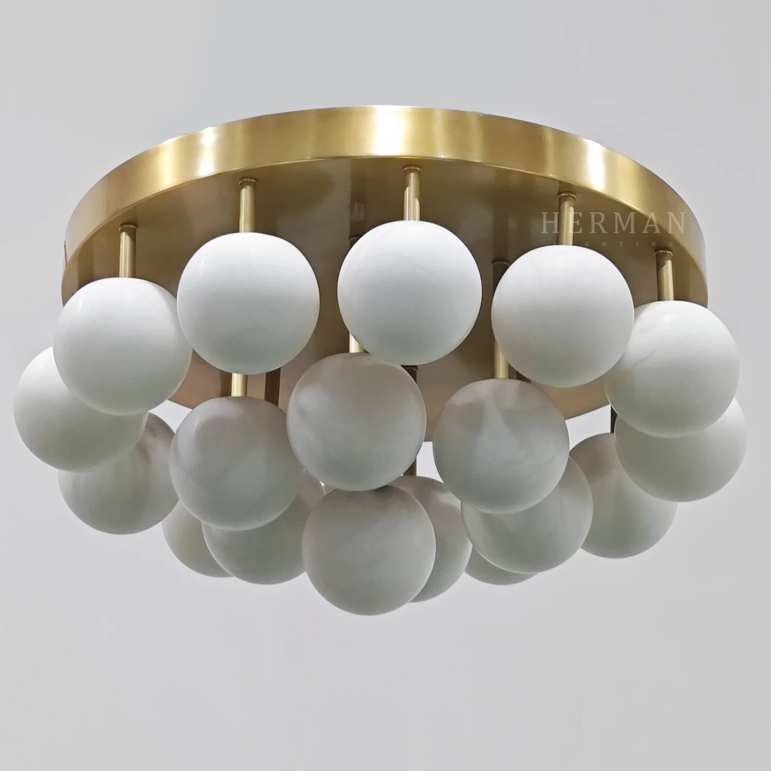 Alabaster Semi Flush Mount with Etched Opal Marble Shades - Image 18