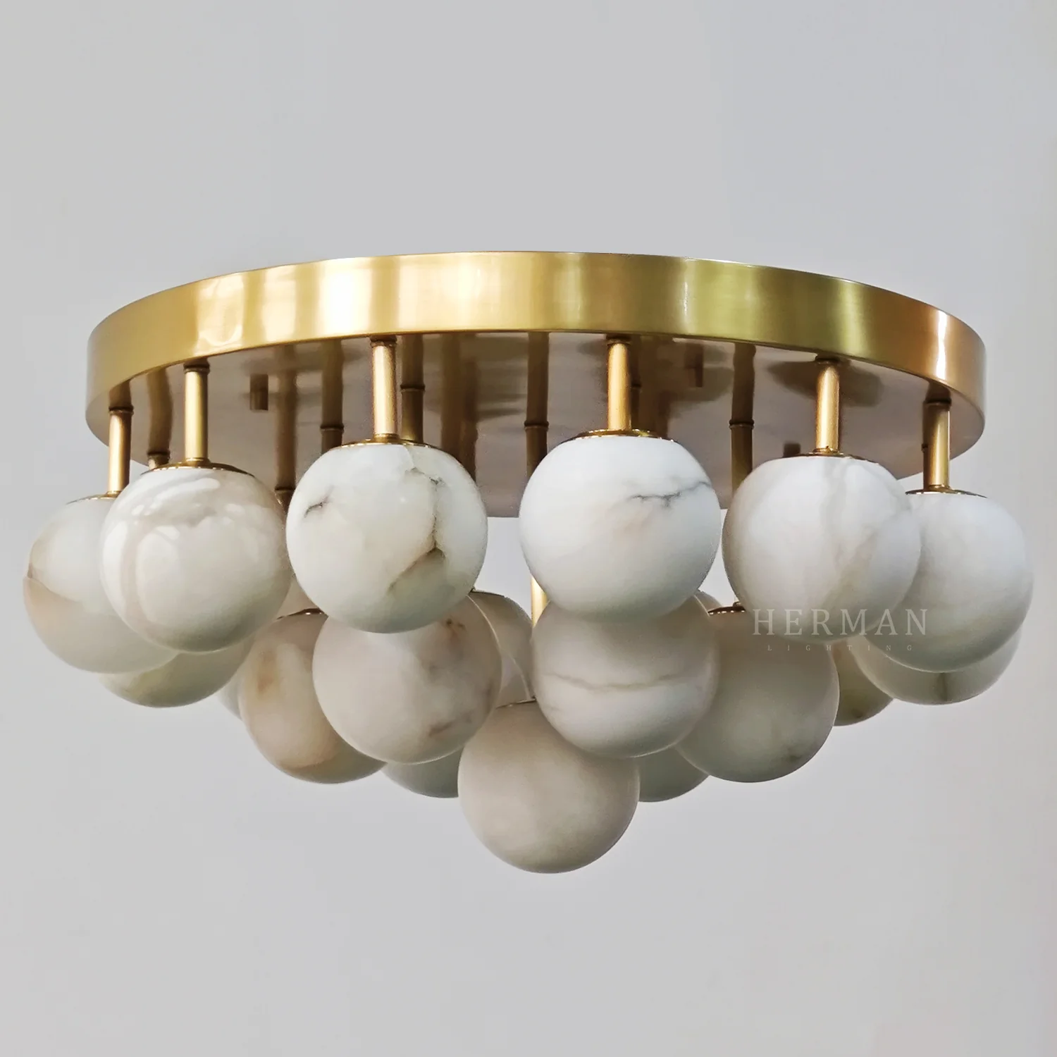 Alabaster Semi Flush Mount with Etched Opal Marble Shades - Image 22