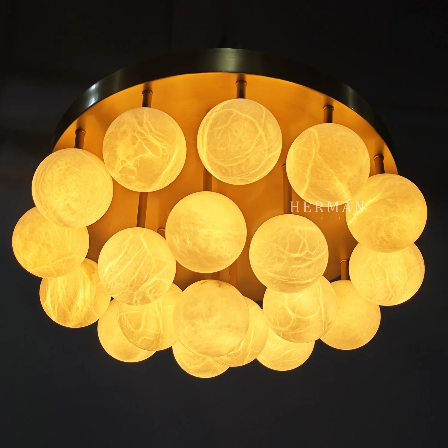 Alabaster Semi Flush Mount with Etched Opal Marble Shades - Image 23