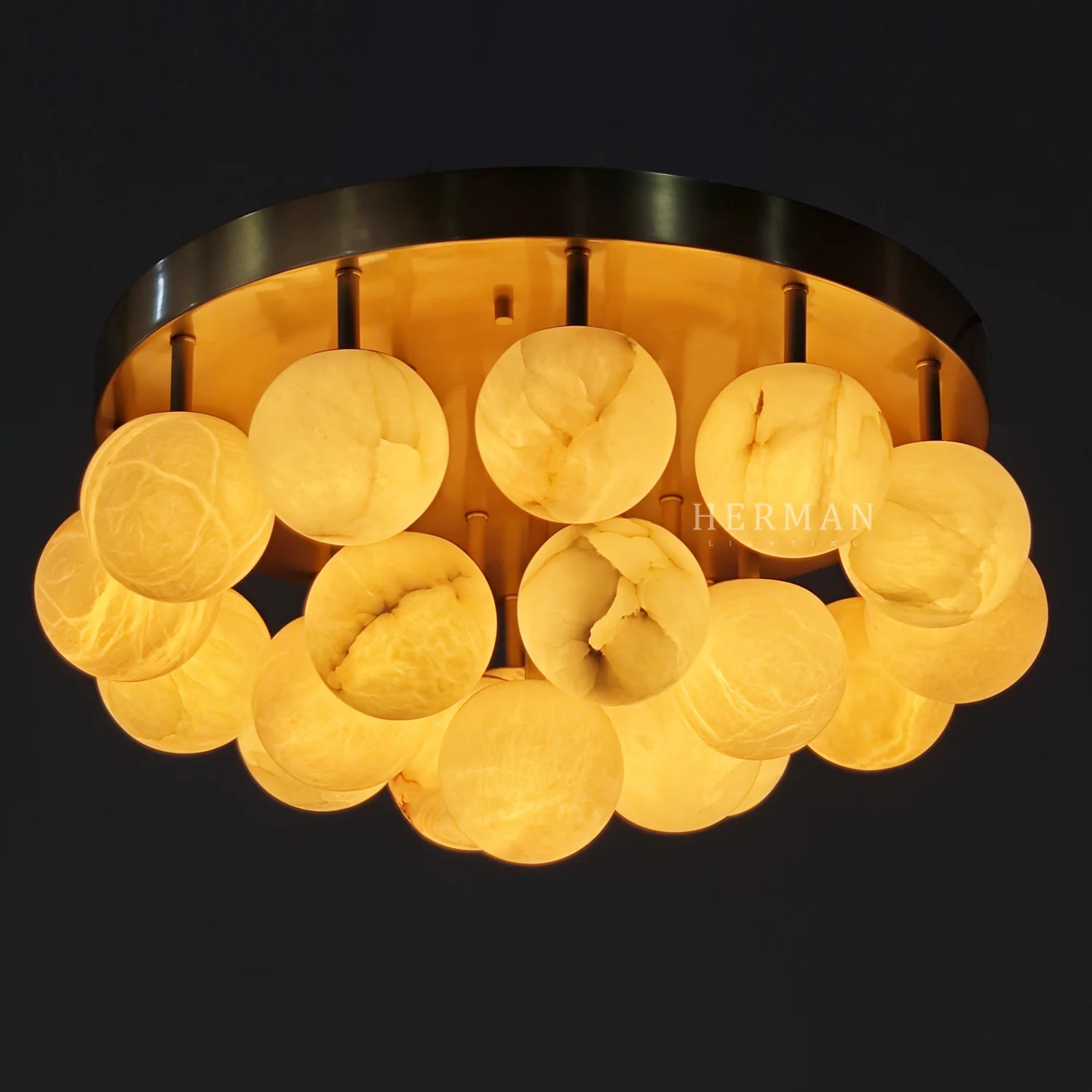 Alabaster Semi Flush Mount with Etched Opal Marble Shades - Image 24