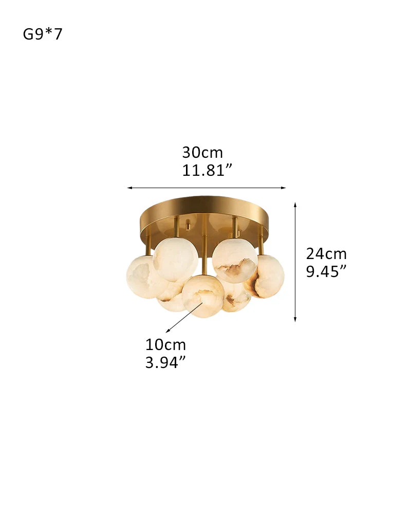 Alabaster Semi Flush Mount with Etched Opal Marble Shades - Image 9