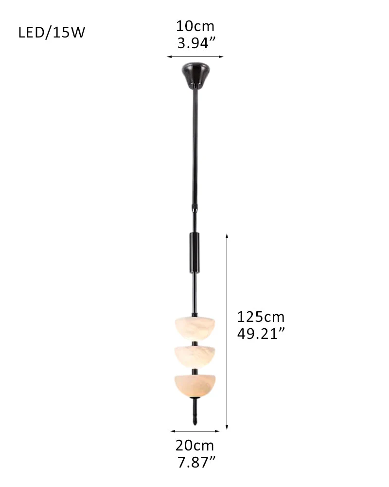 Alabaster Triple Half Spheres Vertical Suspension Lights Lacquered Burnished Brass/Bronze - Image 12