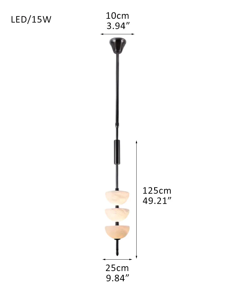 Alabaster Triple Half Spheres Vertical Suspension Lights Lacquered Burnished Brass/Bronze - Image 13