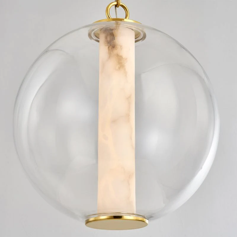 Alabaster Tube Glass Globe Pendant - Image 4