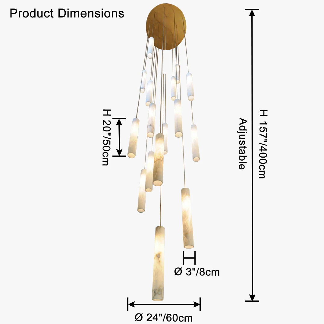 Alabaster Tube Staircase Chandelier - Image 12