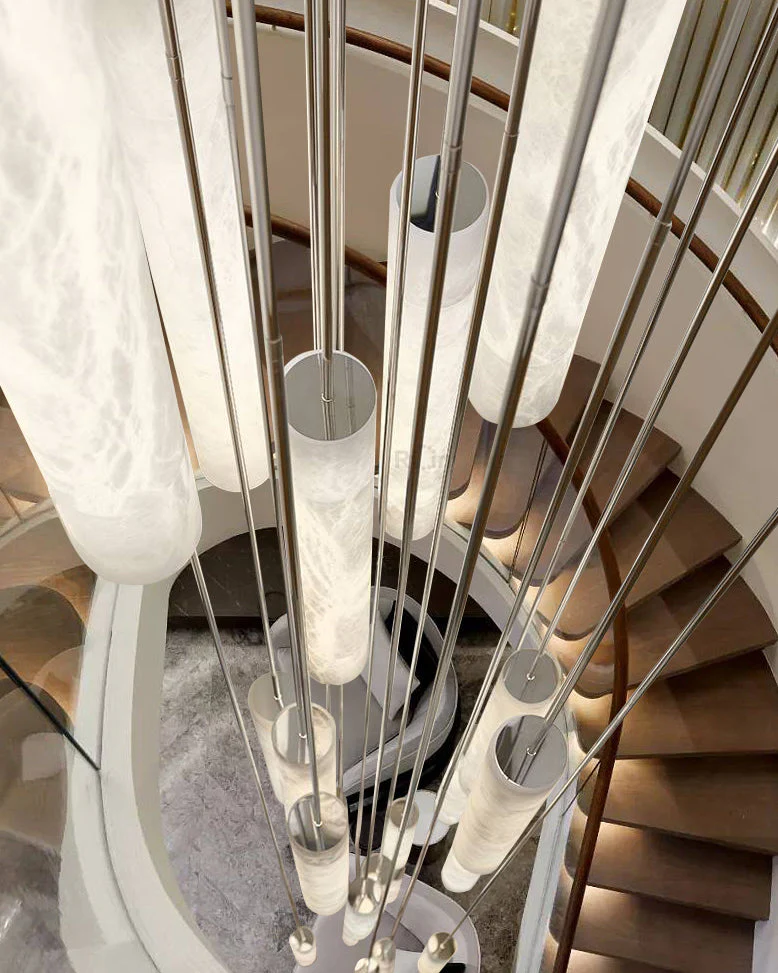 Alabaster Tube Staircase Chandelier - Image 2