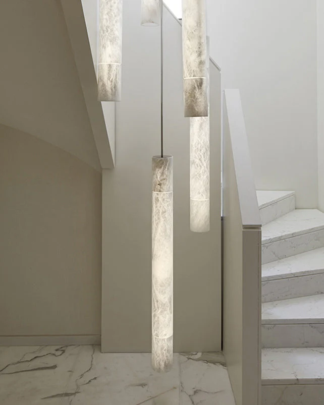 Alabaster Tube Staircase Chandelier - Image 3