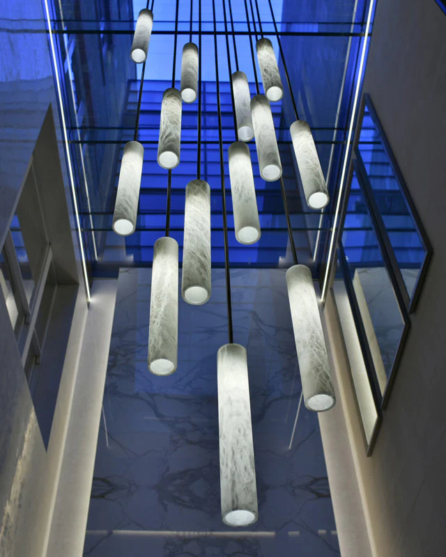 Alabaster Tube Staircase Chandelier - Image 4