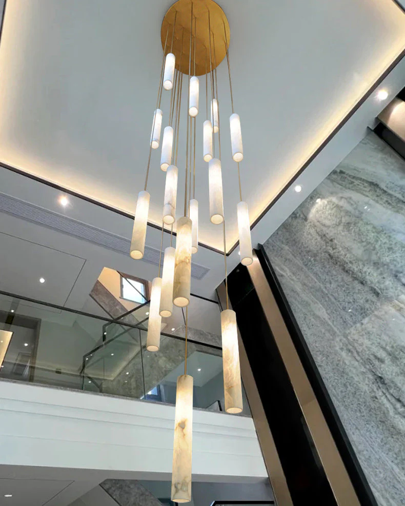 Alabaster Tube Staircase Chandelier - Image 5