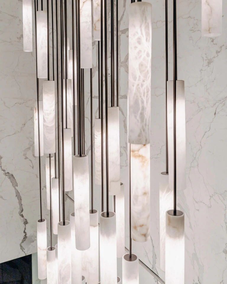 Alabaster Tube Staircase Chandelier - Image 7