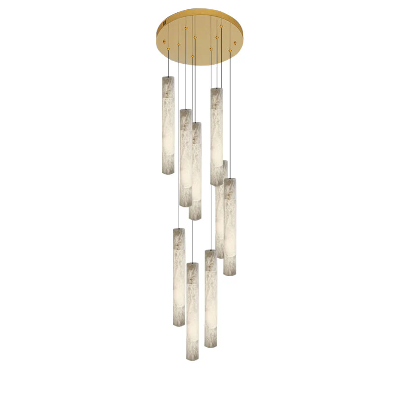 Alabaster Tube Staircase Chandelier - Image 9