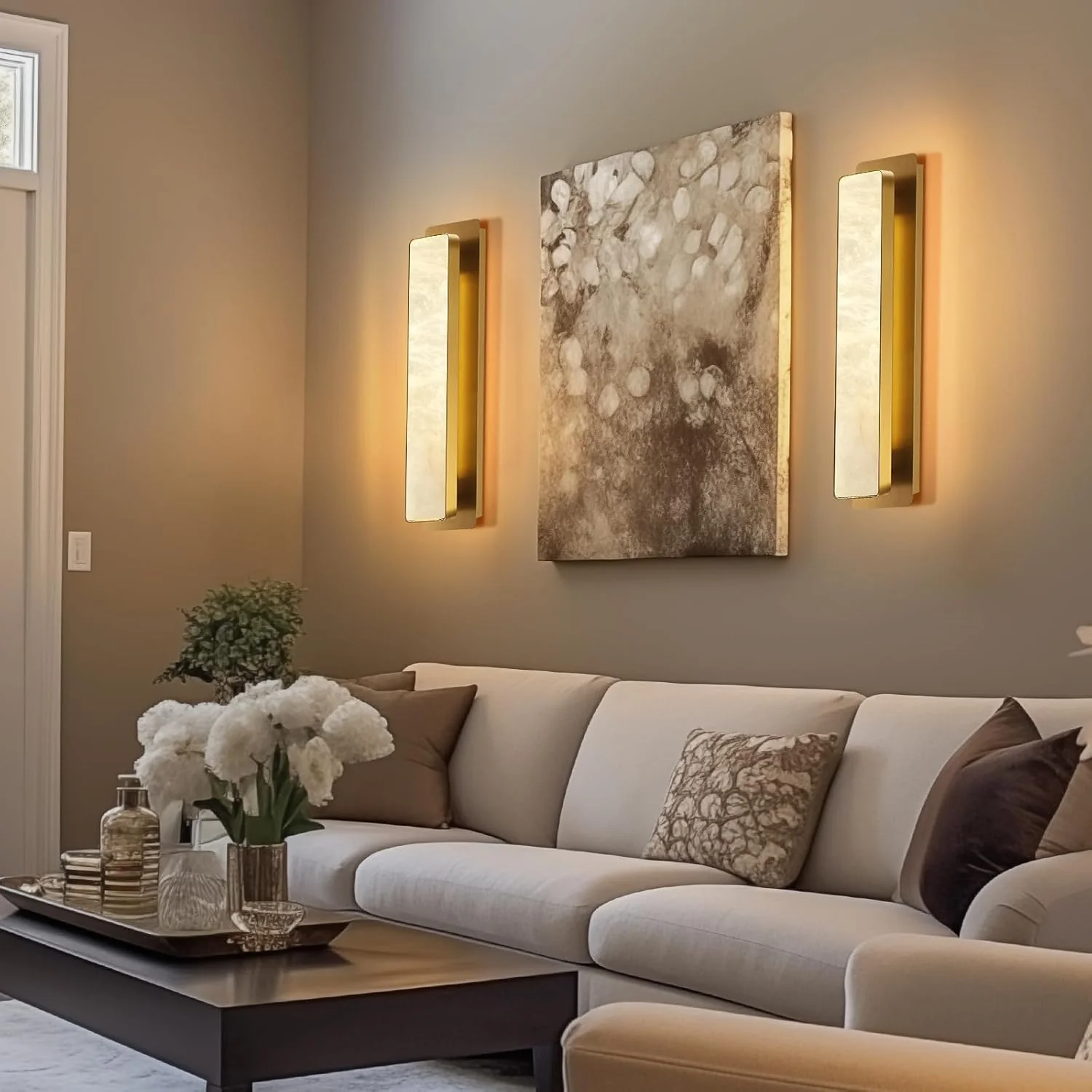 Melange Alabaster Rectangle Wall Sconces 20" - Image 12