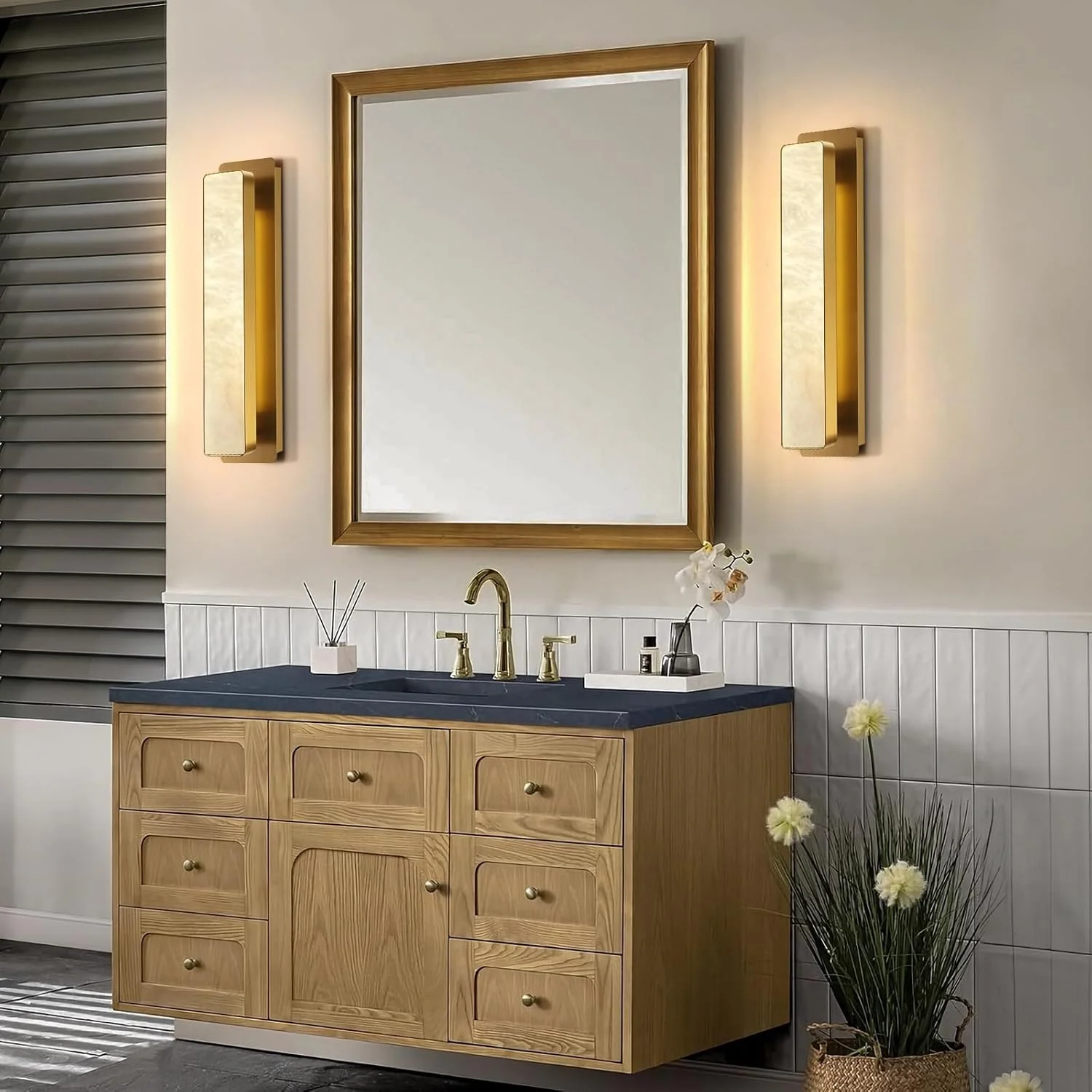 Melange Alabaster Rectangle Wall Sconces 20" - Image 16